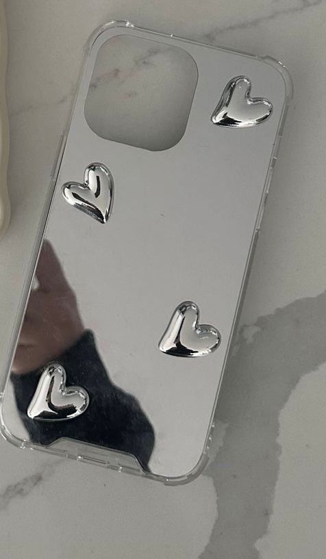 Silver Hearts – 3D Dome Phone Stickers